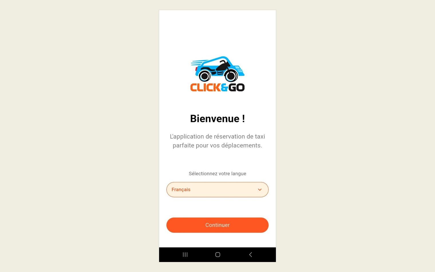 Click&Go, mobile welcome screen